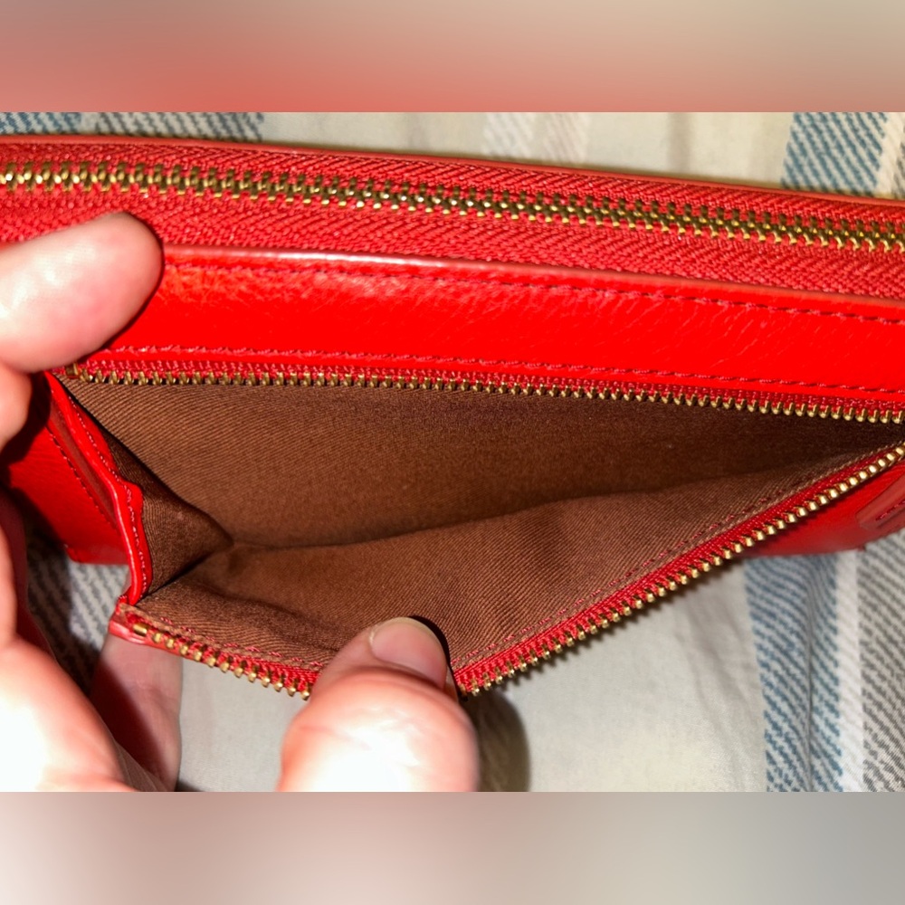 Fossil Emma Zip Around Red Leather Wristlet Wallet - image 6